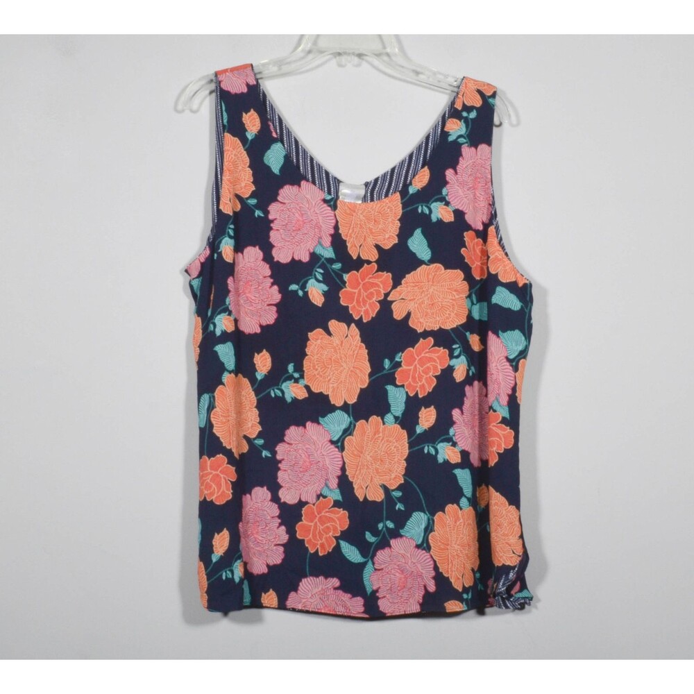 Chico's Reversible Scoop Neck Floral to Striped Tank Top Size 3